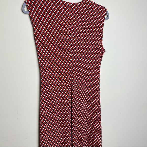Banana Republic Factory Red Print Twist Faux Wrap Dress Women's Size M - Picture 11 of 14
